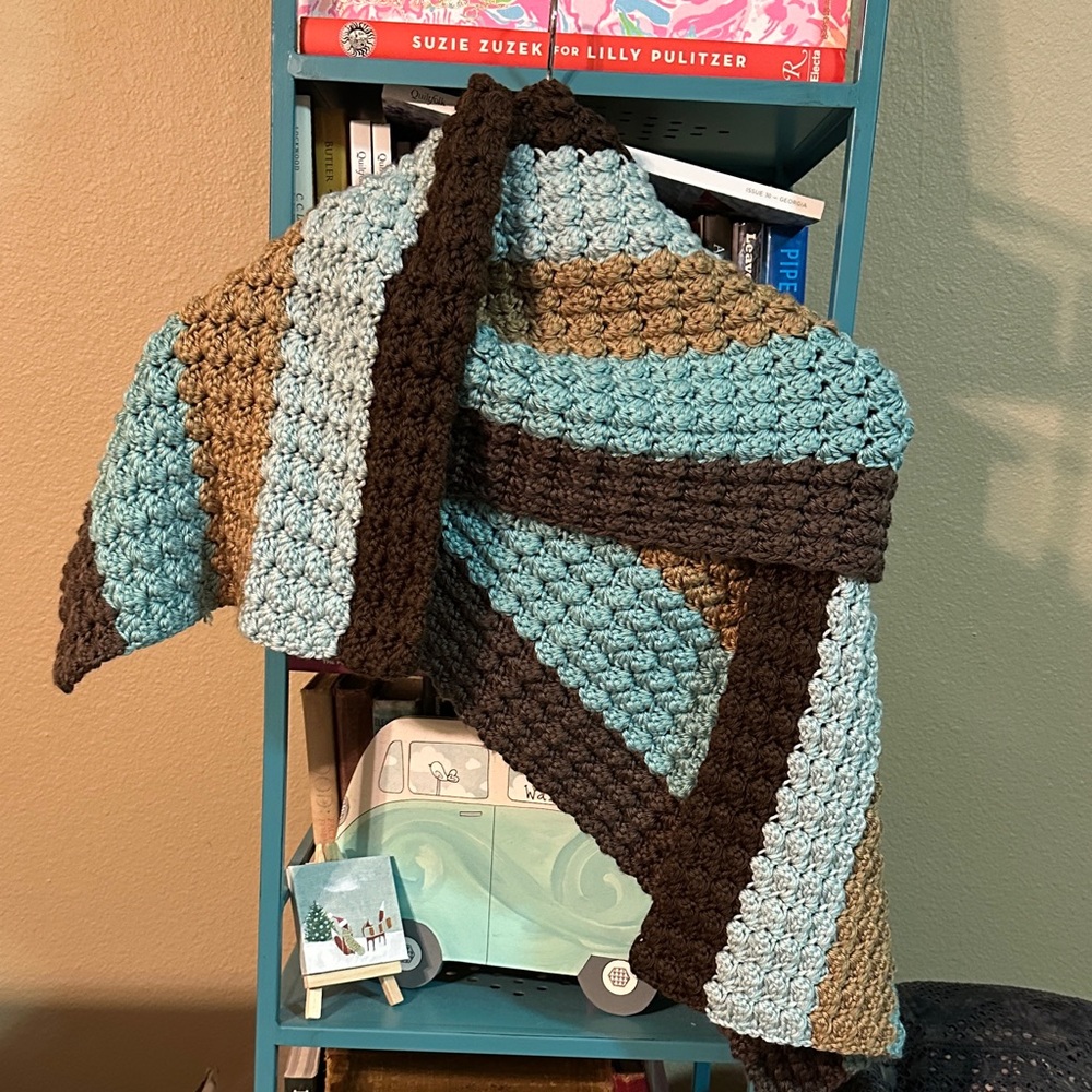 Cozy Striped Crochet Scarf Handmade